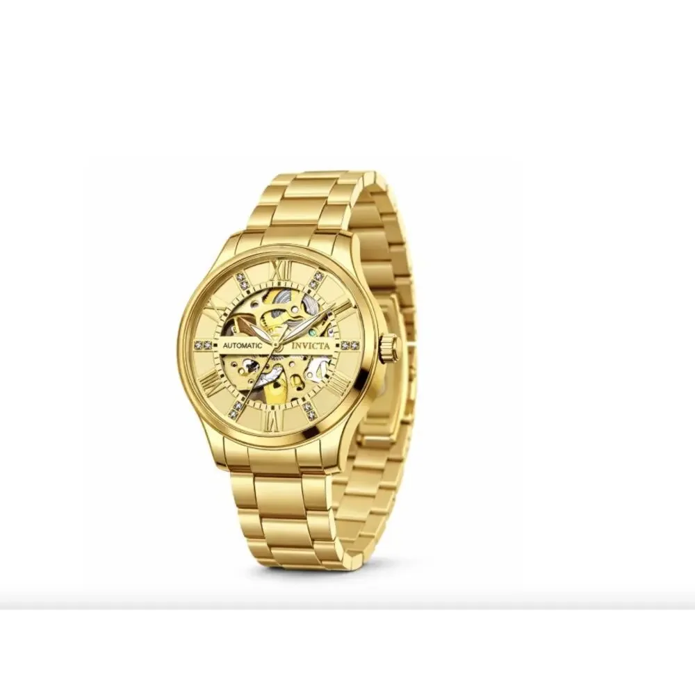 Invicta NWT IN BOX, Objet D Art Automatic Men's Watch Skeleton Dial 40mm, Gold